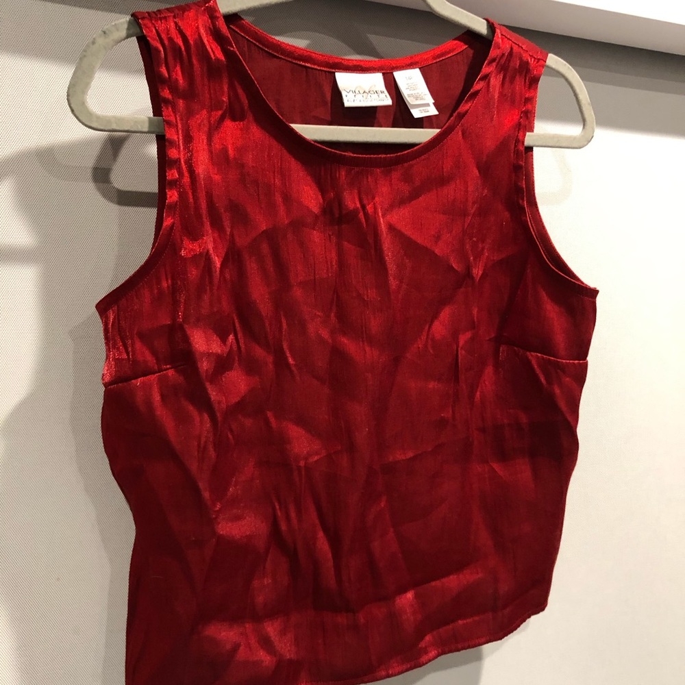 Vintage Red Metallic Crop Top (Village Petite by Liz Claiborne)